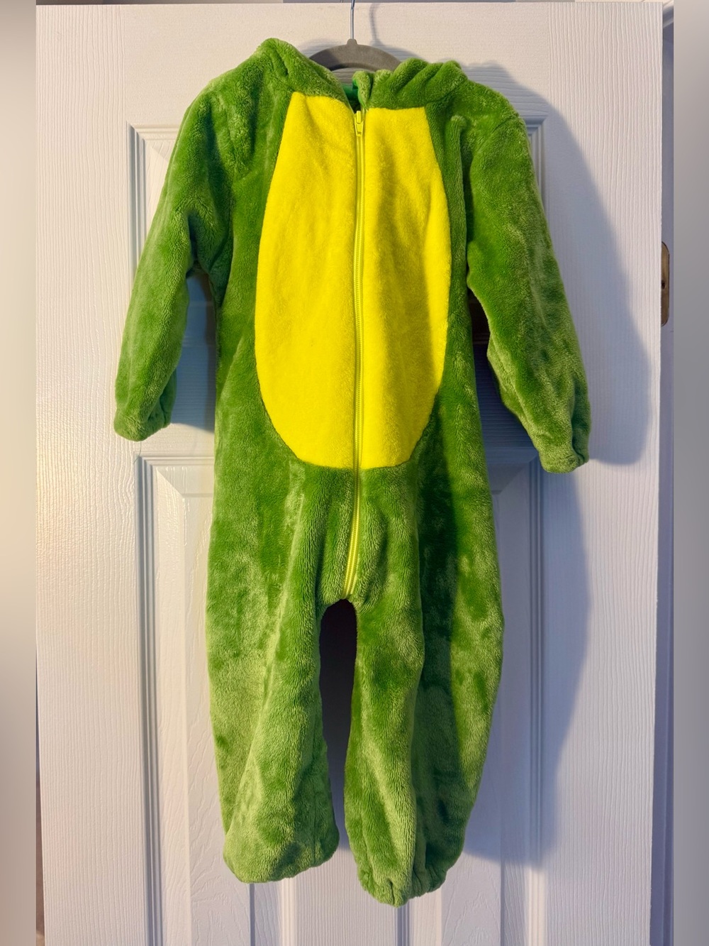 Green Dinosaur Costume Plush Hooded Jumpsuit Halloween Costume Toddler 2T 90/52
